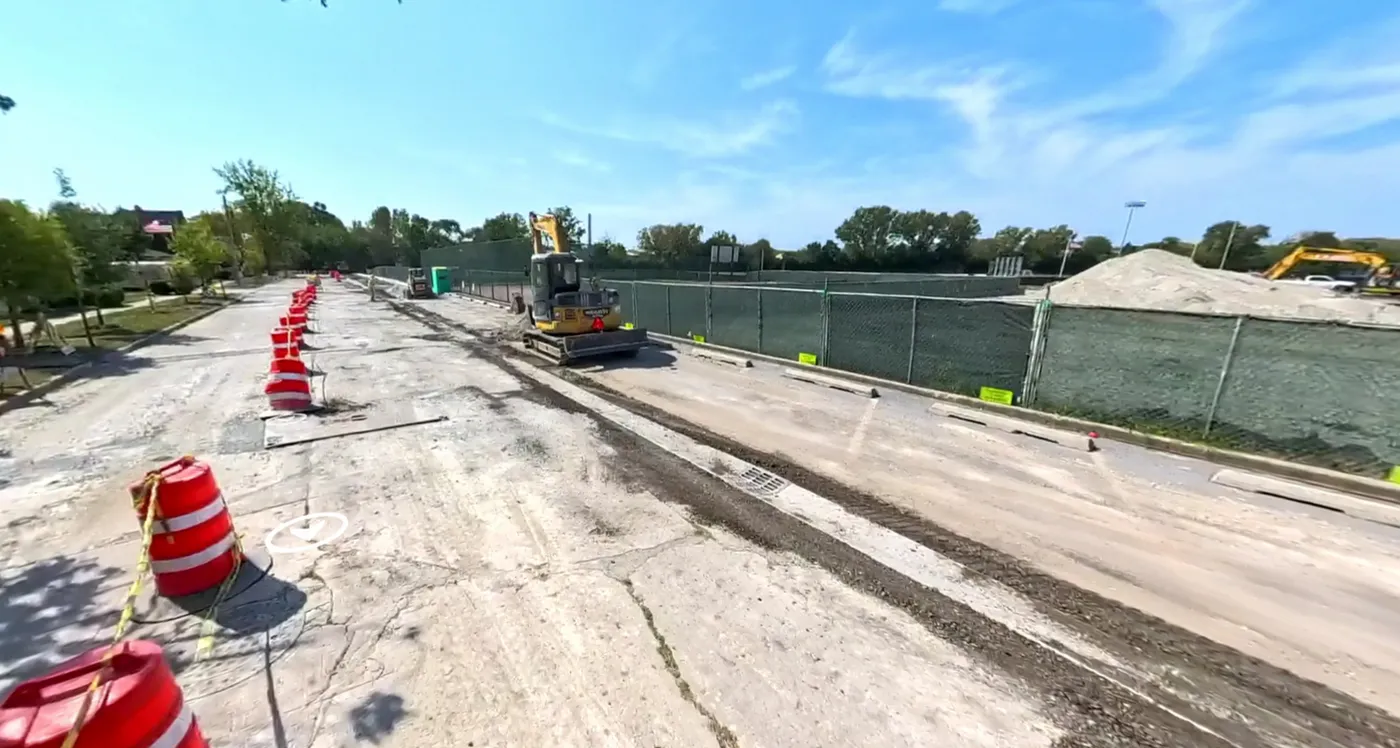 360-degree virtual walkthrough of a road construction corridor